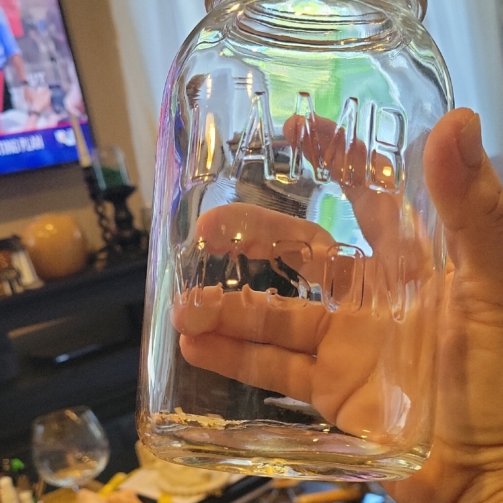 Lamb Mason Jar, 1940-60 EUC/ Clear Lg.